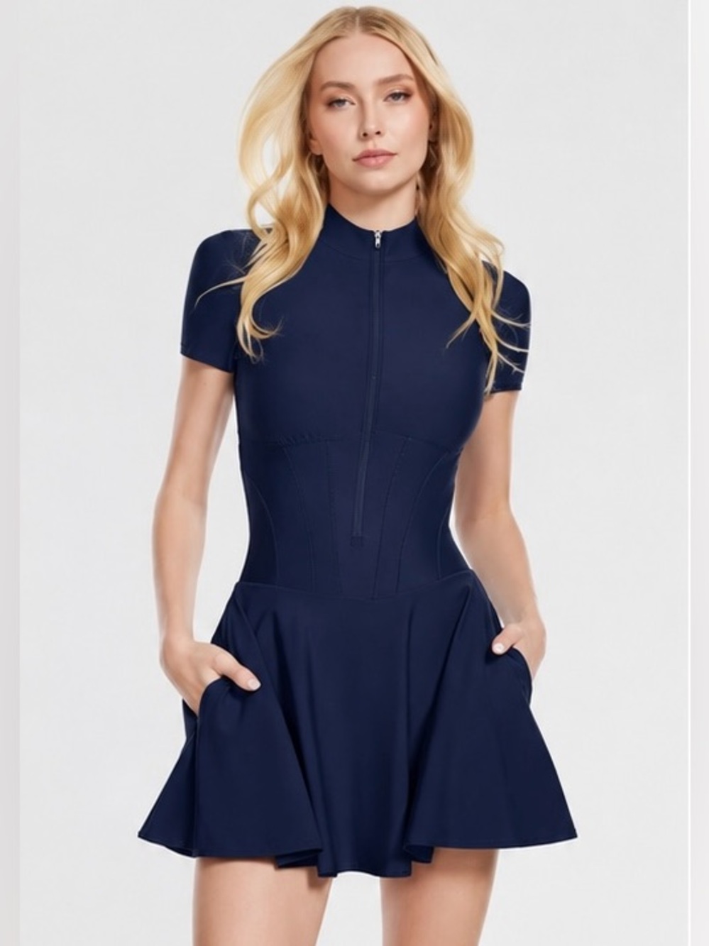 11NIL Vienna Low-Zip Corset Dress – Perfect Navy – Size M – NWT 💙
